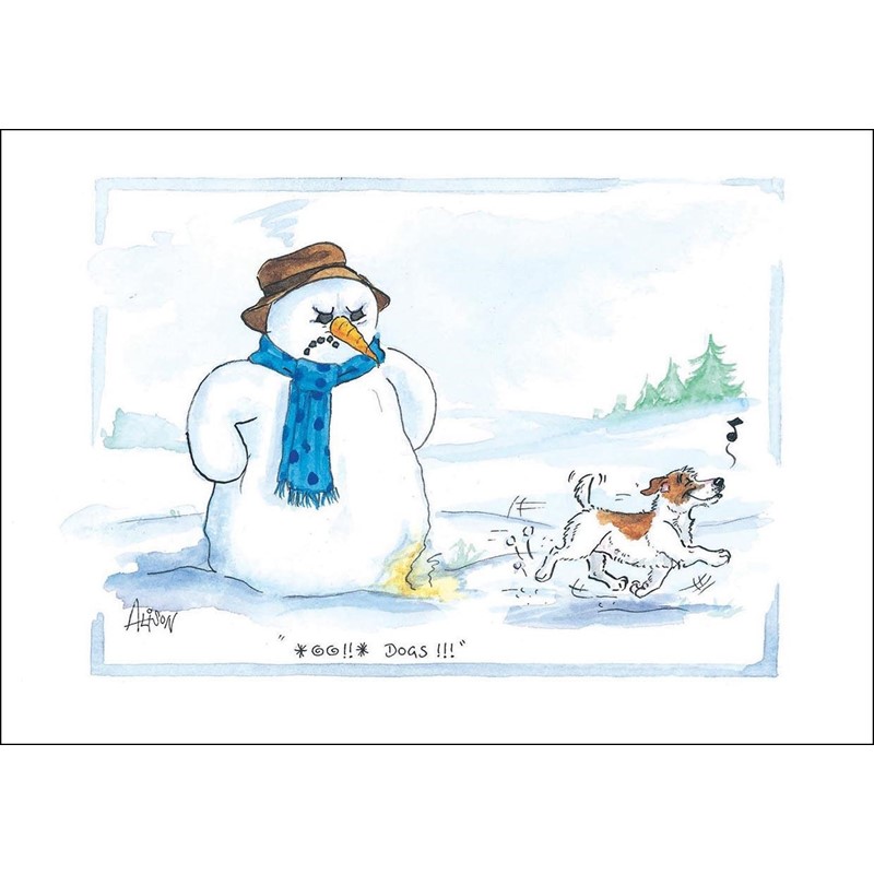 XMAS CARD - Alisons Animals - Yellow snowman (Splimple - 150x210mm)